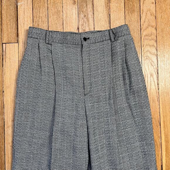 80s Biagio Glen Plaid Wool Pants Wide Leg Front‎ Pleat High Rise Women's Size 12 - Picture 3 of 10
